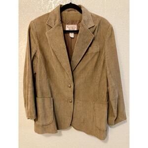Vintage Corduroy Blazer Womens 18 Country Craft Mustard Yellow Brown Lined